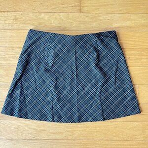 GARAGE Women's Medium Plaid Black/Gray Mini Split Thigh Skirt